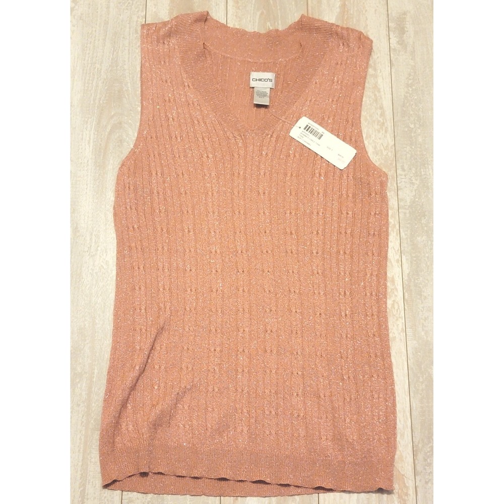 Chico's 3 Cable Knit Sleeveless Tank Style Sweater Size XL Dust Rose Mauve NWT